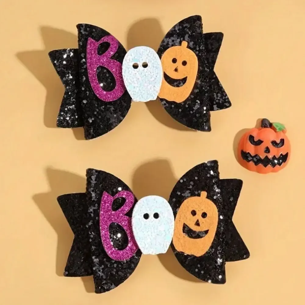 Halloween Black BOO Hair Clip Bows